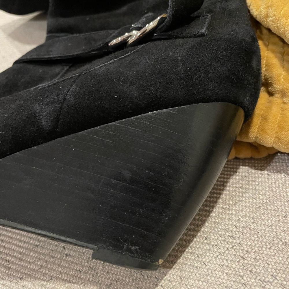 Cole Haan black Tall Suede Wedge Boots Size 8